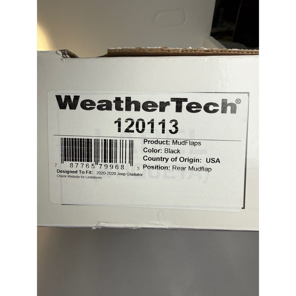 WeatherTech‎ MudFlaps 2020 Jeep Gladiator Rear Black Brand New 120113 No-Drill - Picture 2 of 11